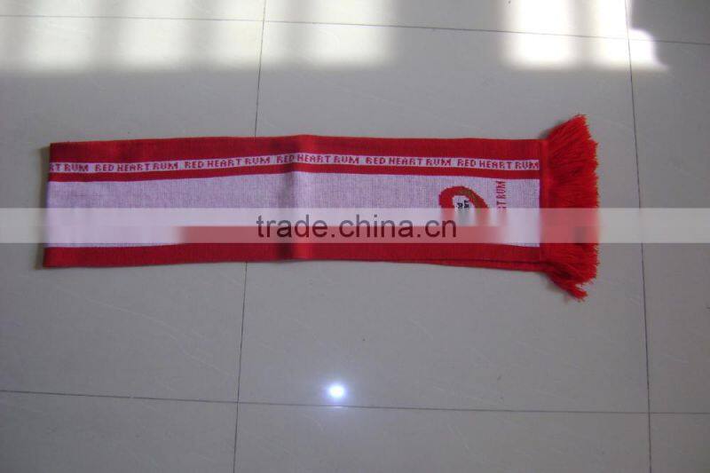 promotional customized 100% acrylic red knitted jacquard hat/scarf set with customized logo for adults