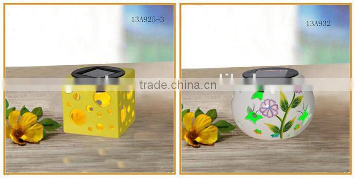 mini ceramic solar led lantern rechargeable lights for garden ornaments