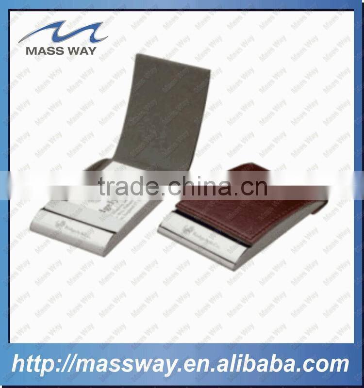 wholesale custom luxury metal genuine leather business card holder