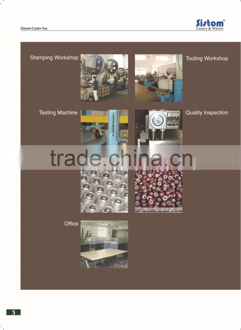 13 Double Ball Raceway Top Plate Swivel Hard Rubber Caster with Side Brake