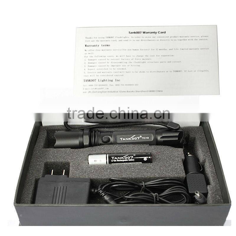 Q5 LED Cree Flashlight Charger 3.7V Battery Rechargeable Flashlight TC19