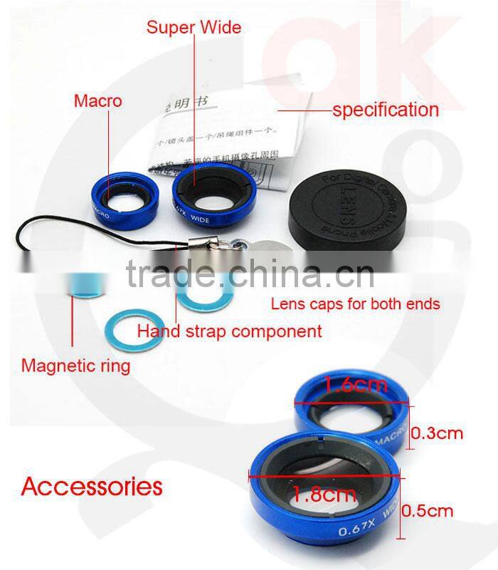 0.67x wide angle lens+macro lens selfie lense for iphone 6