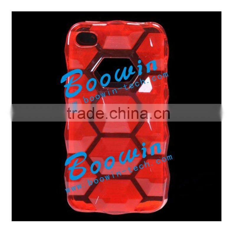 red blue hexagon Soft TPU Gel Crystal Jelly Case Cover for apple iphone 4s
