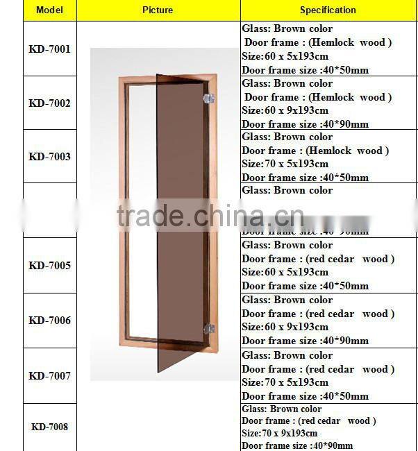 Hemlock wood hinge for sauna glass door