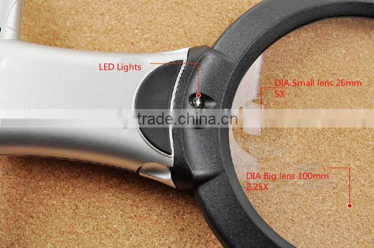 Desktop LED magnifier /Magnifying Glass With Folding Stand And LED Light