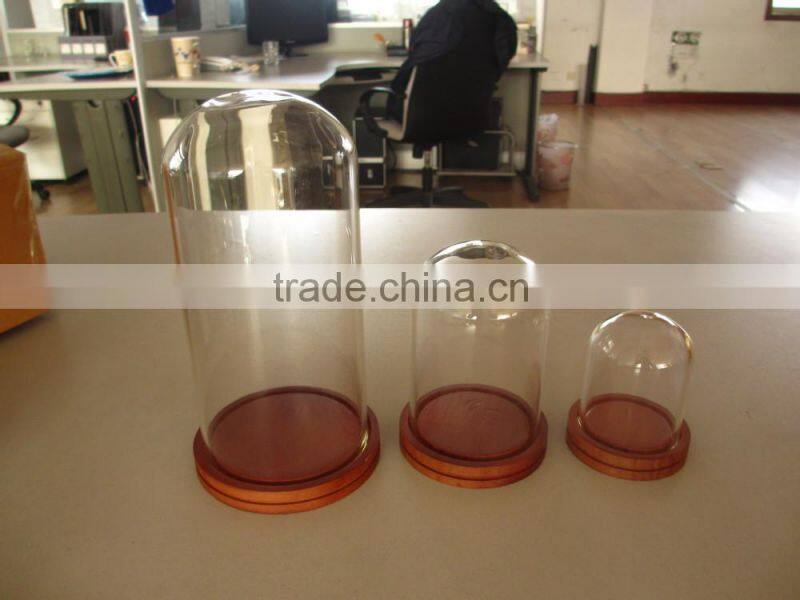 HEAT-RESISTANT GLASS CLOCK DOME WITH WOOD BASE