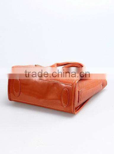 Orange leather office lady handbags ,leather bags women