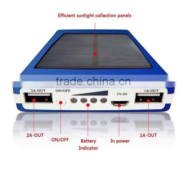 10000mah Solar Charger with doubel Output ports and LED indicator