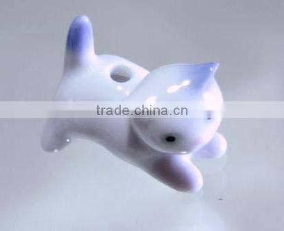 Japanese Arita ware (porcelain) incense stand, cat
