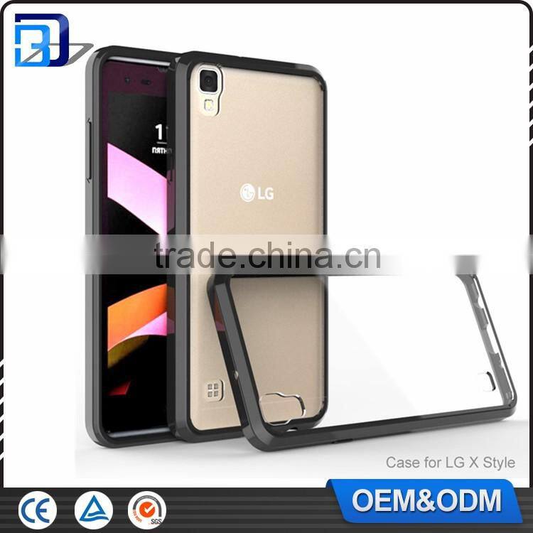Mobile Accessories 2 in 1 TPU Bumper + Acrylic Hard Plastic Hybrid Back Cover Phone Case For LG X Style Clear Transparent Case