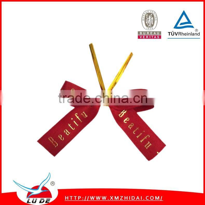 2015 Wholesale satin pre-tied ribbon bows for gift packing