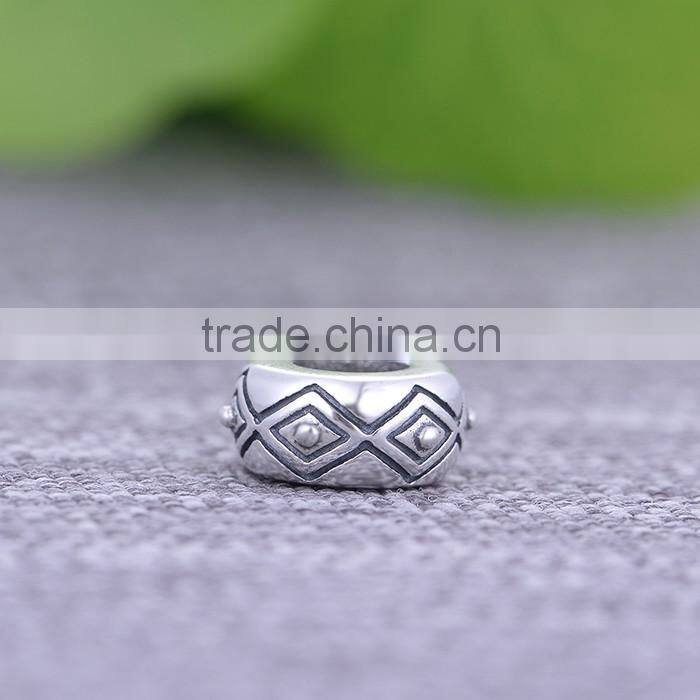 Simple Bead Jewelry Engraved 925 Silver Charms