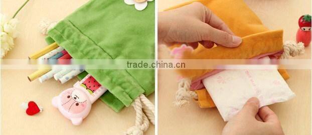 7*9cm In Stock Red Velvet Gift Pouch With Drawstring