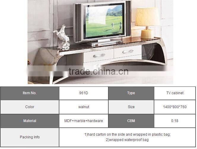 new Northern-European wood veneer TV cabinet with arched base and tempered glass top
