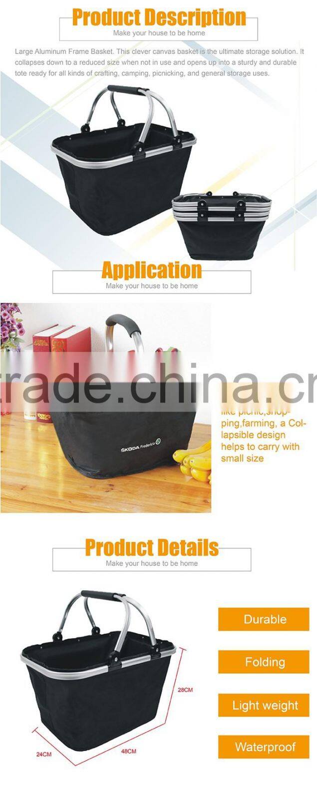 Picnic insulated tote basket, Collapsible & Foldable, strong, lightweight,easy to carry, good for fruits,picnic stuff,clothes an