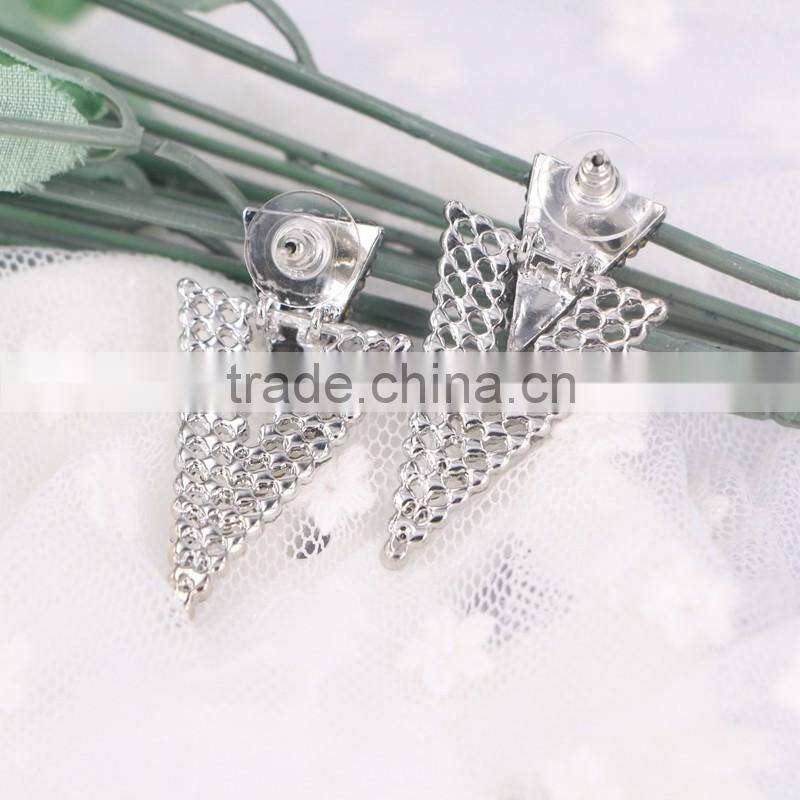 Net Design Stud Earring, Setting Crystal Rhinestone Beautiful Stud Earring