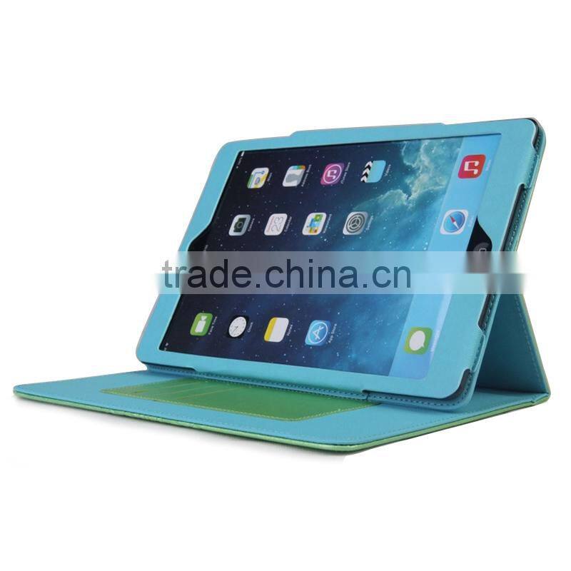 New Design Flower Print Flip PU Leather Pouch Case For Apple iPad Air