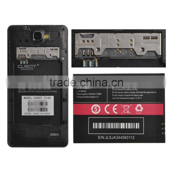 5.0 Inch mobile phone with MTK6582 Quad Core with 1GB 8GB Android 4.4 QHD Cubot S168 smart phone