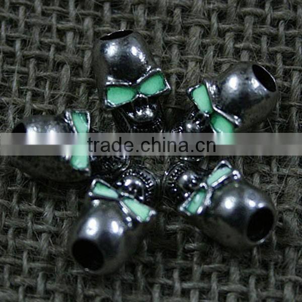"Glow in the dark" Metal skull beads wholesale PRA-2034