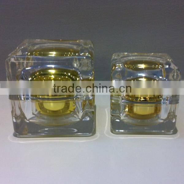 luxury square shape acrylic cosmetic jar empty cosmetic container