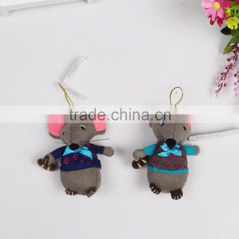 Custom made factory stuffled animal grey mouse rat knitted plush toys