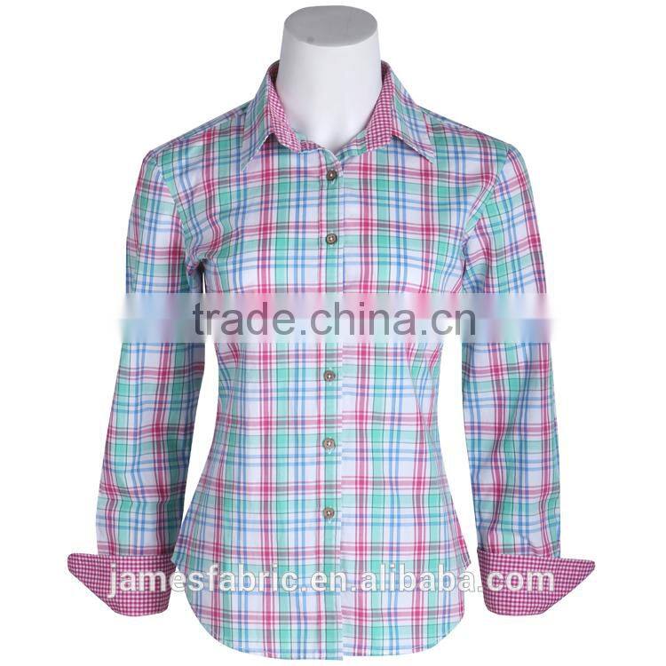 James 50s big check colorful regular soft woven fabric for children's shiring