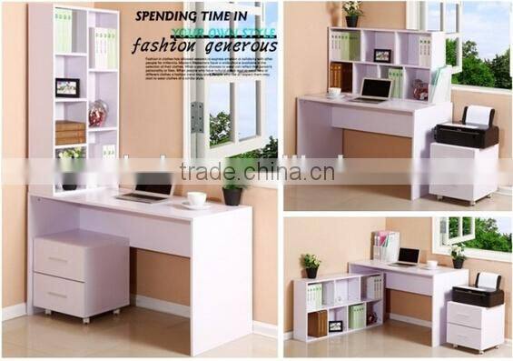 best price home furniture MDF computer desk with bookshelf