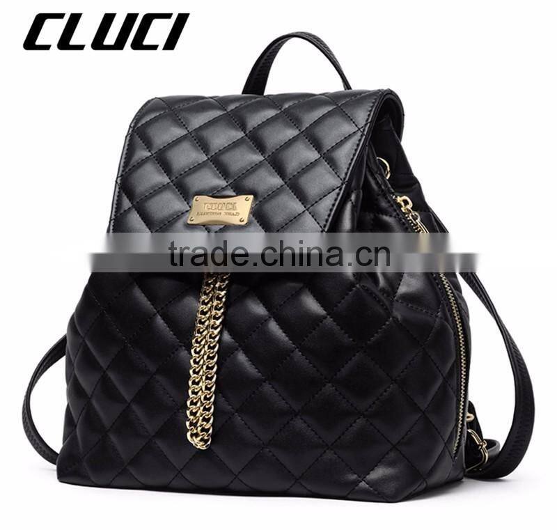 leather plaid girls branded college bag backpack stylish with chain