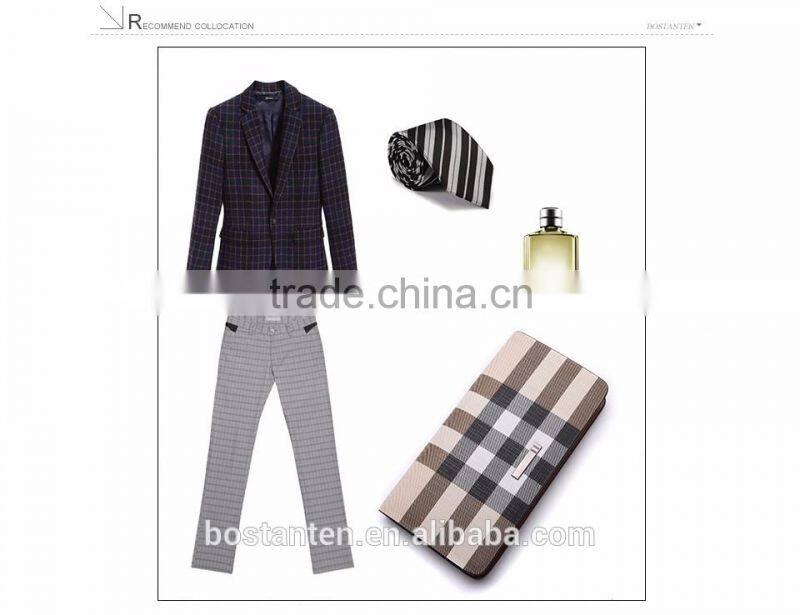 classic plaid leather wallets clutch hand bag for men fashion