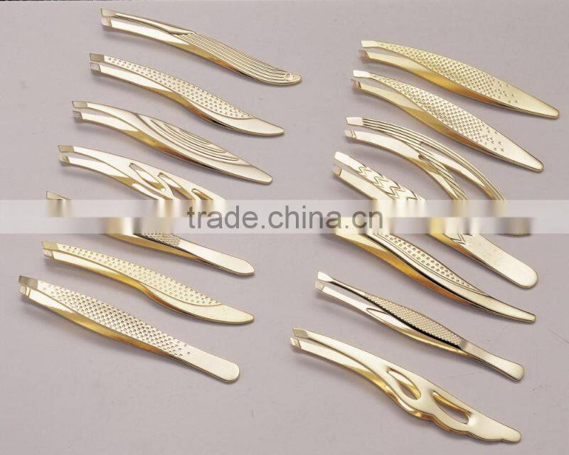 Gold Plating Eyebrow Tweezer/Stainless Steel Tweezers
