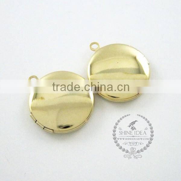 20mm 14K light gold plated round photo locket pendant charm DIY supplies findings 1116006