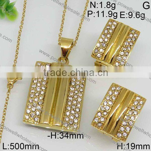 Hot stainless steel jewelry wholesale 18k gold plated jewelry set