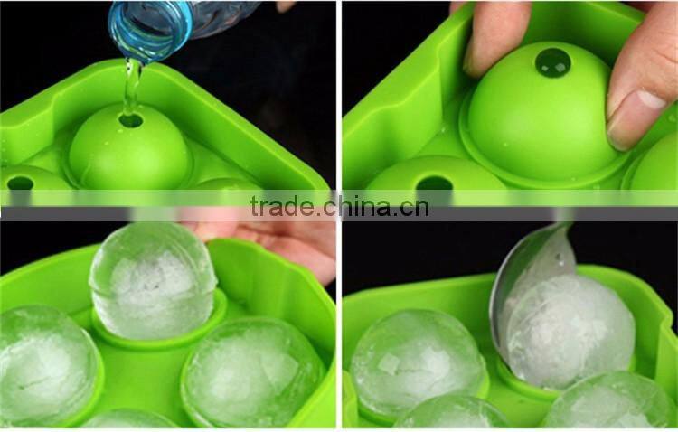Hot Selling 4 Grids Ice Cooler Ball Maker Custom Silicone Ice Mold