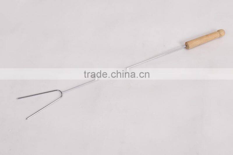 2015 camping Wooden Handle extendable telescopic bbq fork wholesale