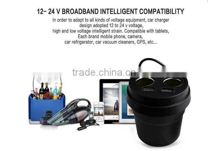 The vehicle-mounted cup shape multi-functional car USB charger