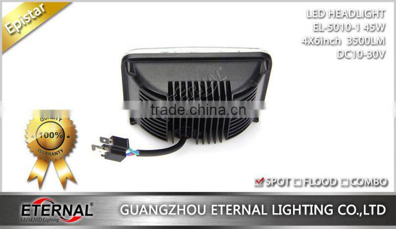 4x6in 45W high power sealed dual beam 4x4 truck trailer vehicles high power driving led headlight headlight replacement