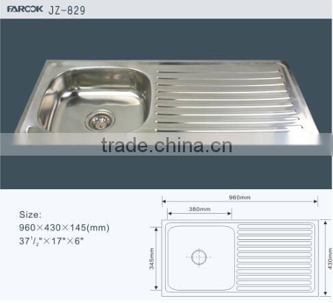 JZ-364 80x43 export Indonesia single bowl single tray stainless steel kitchen sink
