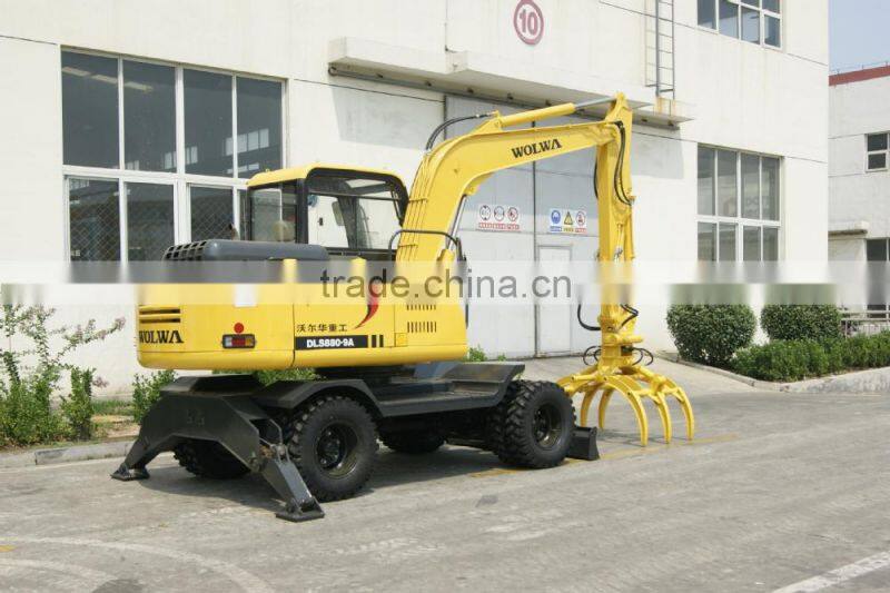 8 ton wheel excavator with grab bucket