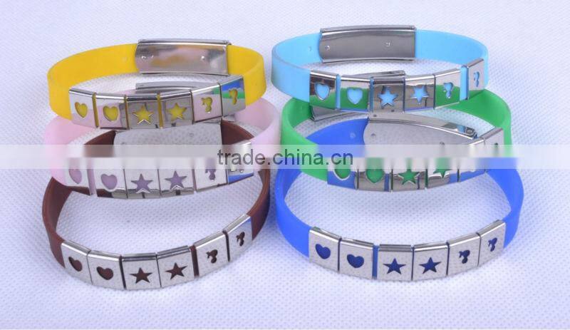 silicone bracelet with metal
