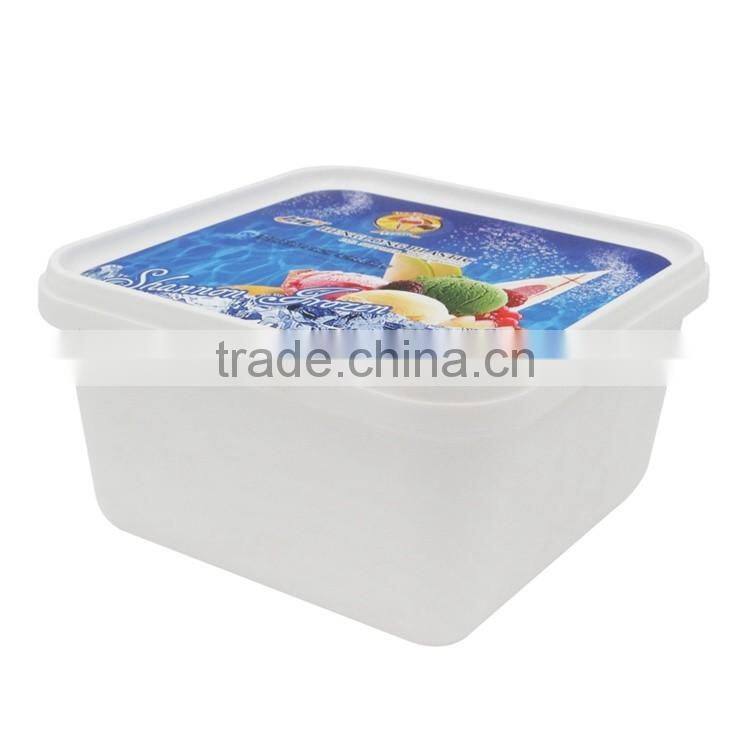 2000ML Food Grade Plastic Square Ice Cream Container,IML Ice Cream box