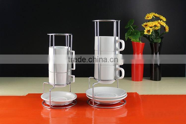 2017 hotel supplies 304 stainless steel rack plus ceramic tea cup set