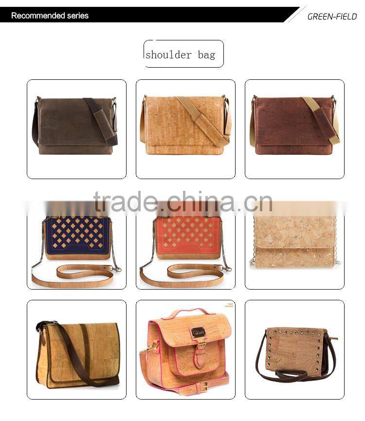 Natural Portugal Rustic Cork Bag Handbag shoulder bag with metallic chain shoulder starps