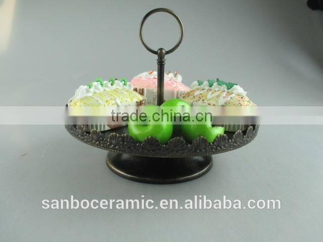 Metal wedding cake stand, mini cute iron black antique style in one tier