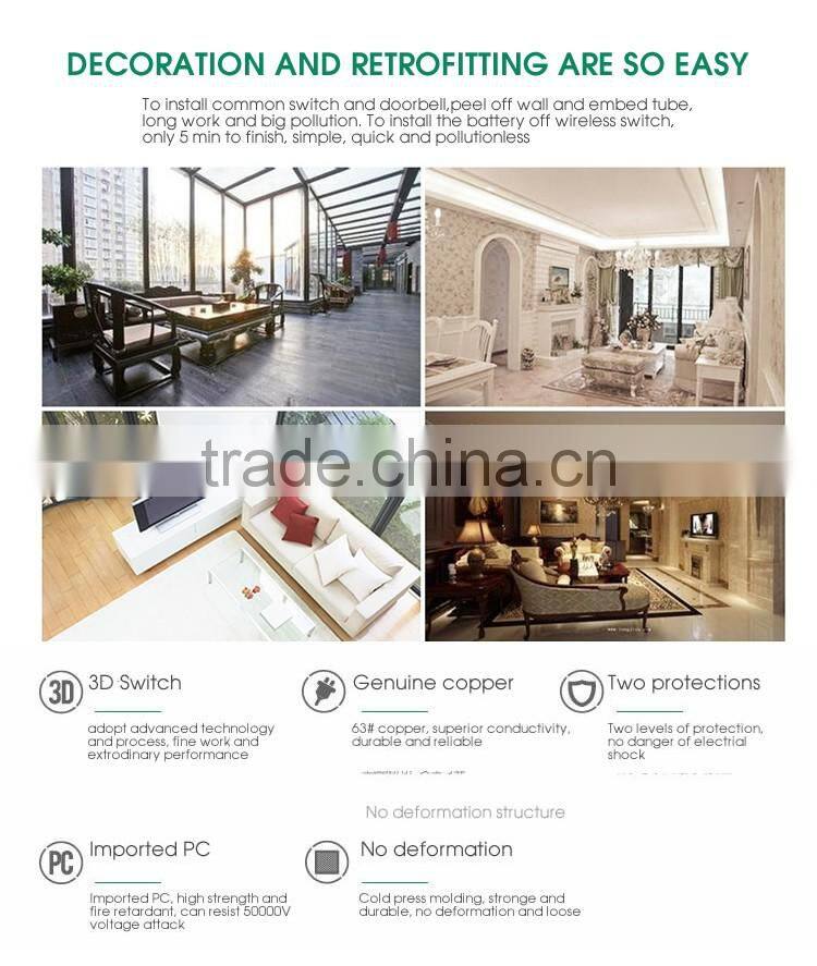 Square Round Battery free self-powered wireless control wall switch