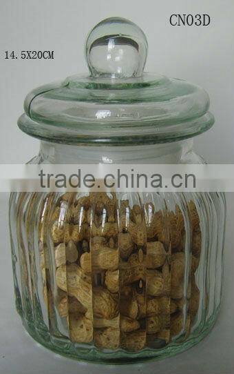 clear cylinder large vertical stripe glass fermentation jar with lid