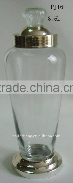 3.6L glass ginseng jar with metal rack PJ16