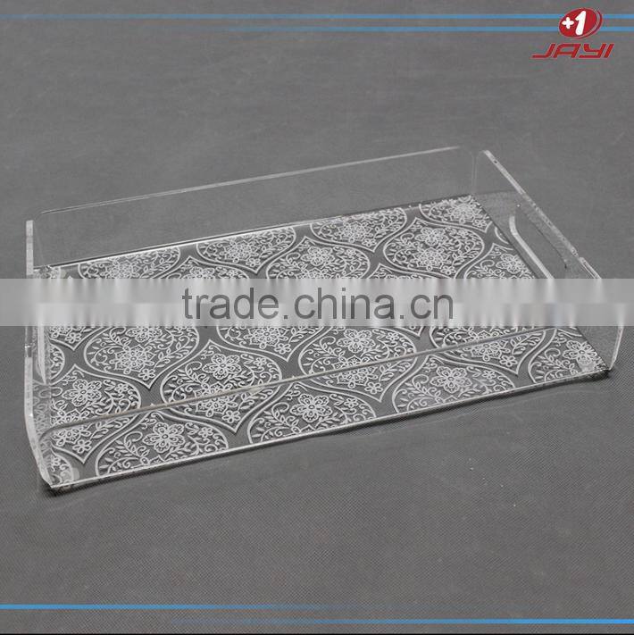 Customized wholesale acrylic fruit tray decorations clear plastic cake tray with special figure