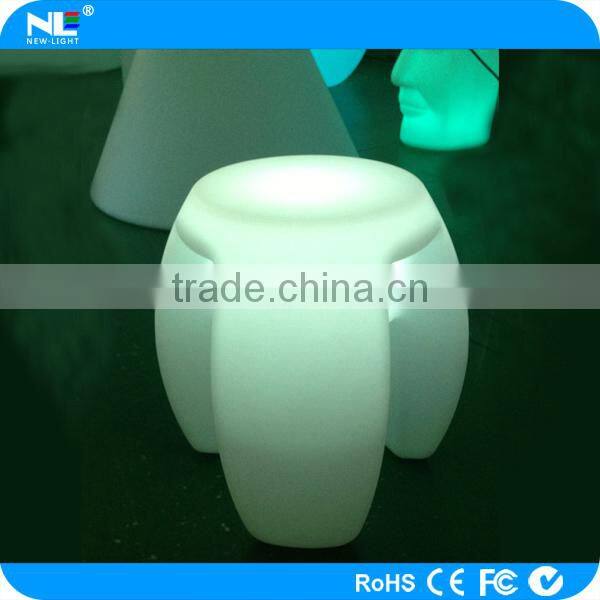 Elegant plastic LED three-legged decorative bar stools / 3D colorful LED magic lighted stool