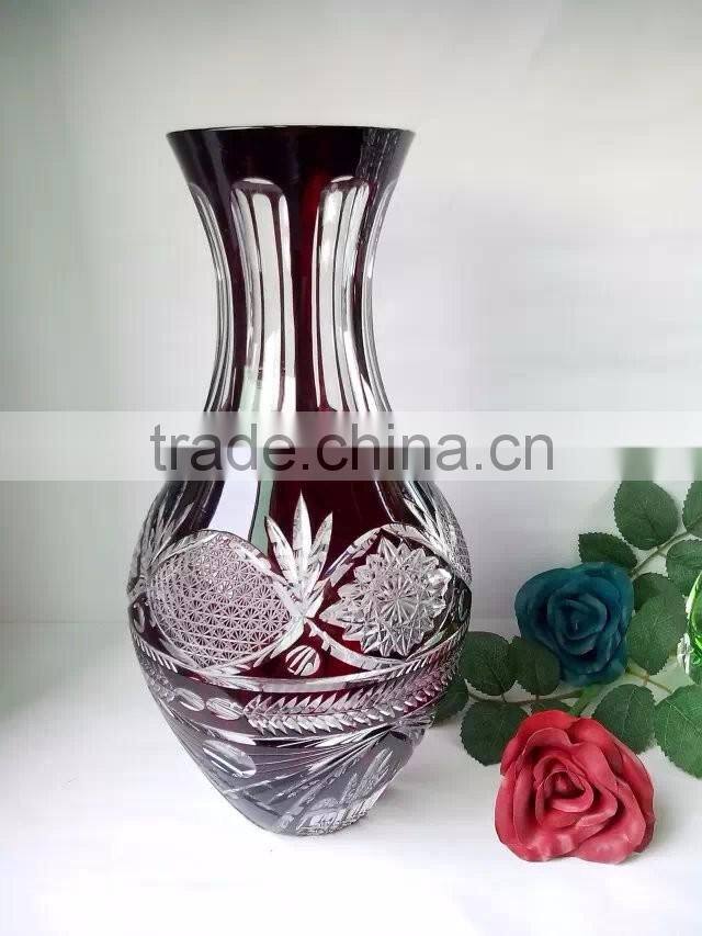 JingYaGe Fashionable Colored Glass Flower Sculptural Crystal Vase Decorative Flower Glass Vase