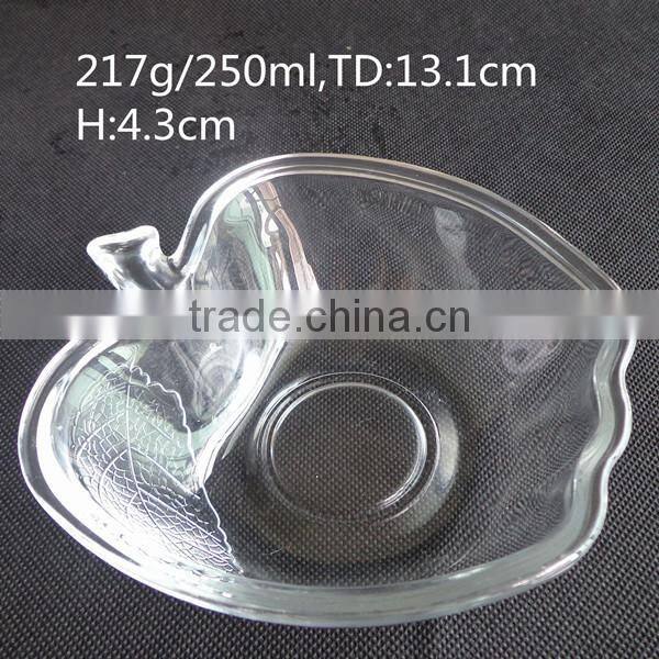 High quality apple shape fruit glass plate